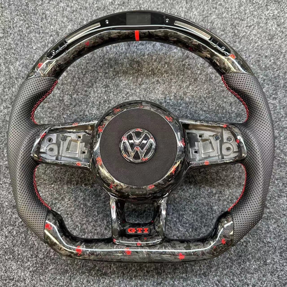 LED Forged Carbon Fiber Steering Wheel For VW MK7 MK 7.5 Golf GTI 2013-2020