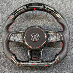 LED Forged Carbon Fiber Steering Wheel For VW MK7 MK 7.5 Golf GTI 2013-2020