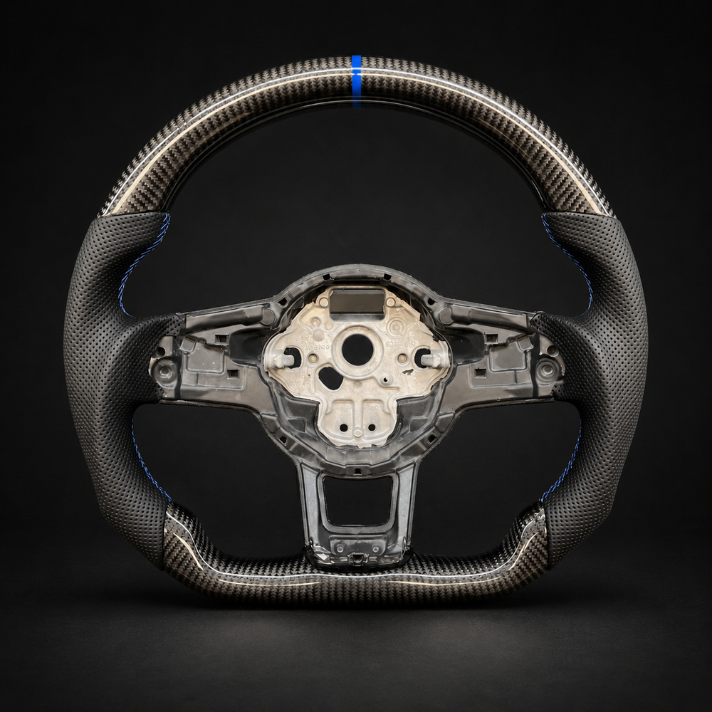Carbon Fiber Steering Wheel For VW MK7 MK 7.5 Golf GTI 2013-2020 Blue Line