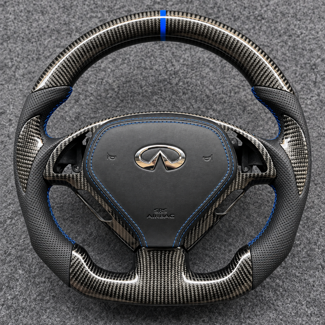 Carbon Fiber Steering Wheel For Infiniti G37 G35 2008-2013 with CF Trim &Cover
