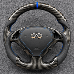 Carbon Fiber Steering Wheel For Infiniti G37 G35 2008-2013 with CF Trim &Cover