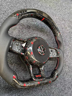LED Forged Carbon Fiber Steering Wheel For VW MK7 MK 7.5 Golf GTI 2013-2020
