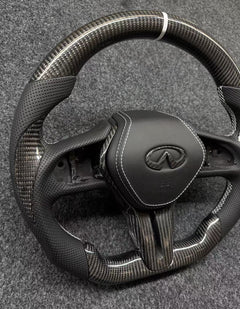 Carbon Fiber Steering Wheel For Infiniti Q50 Q60 QX50 QX55 W/Cover 2016-2024