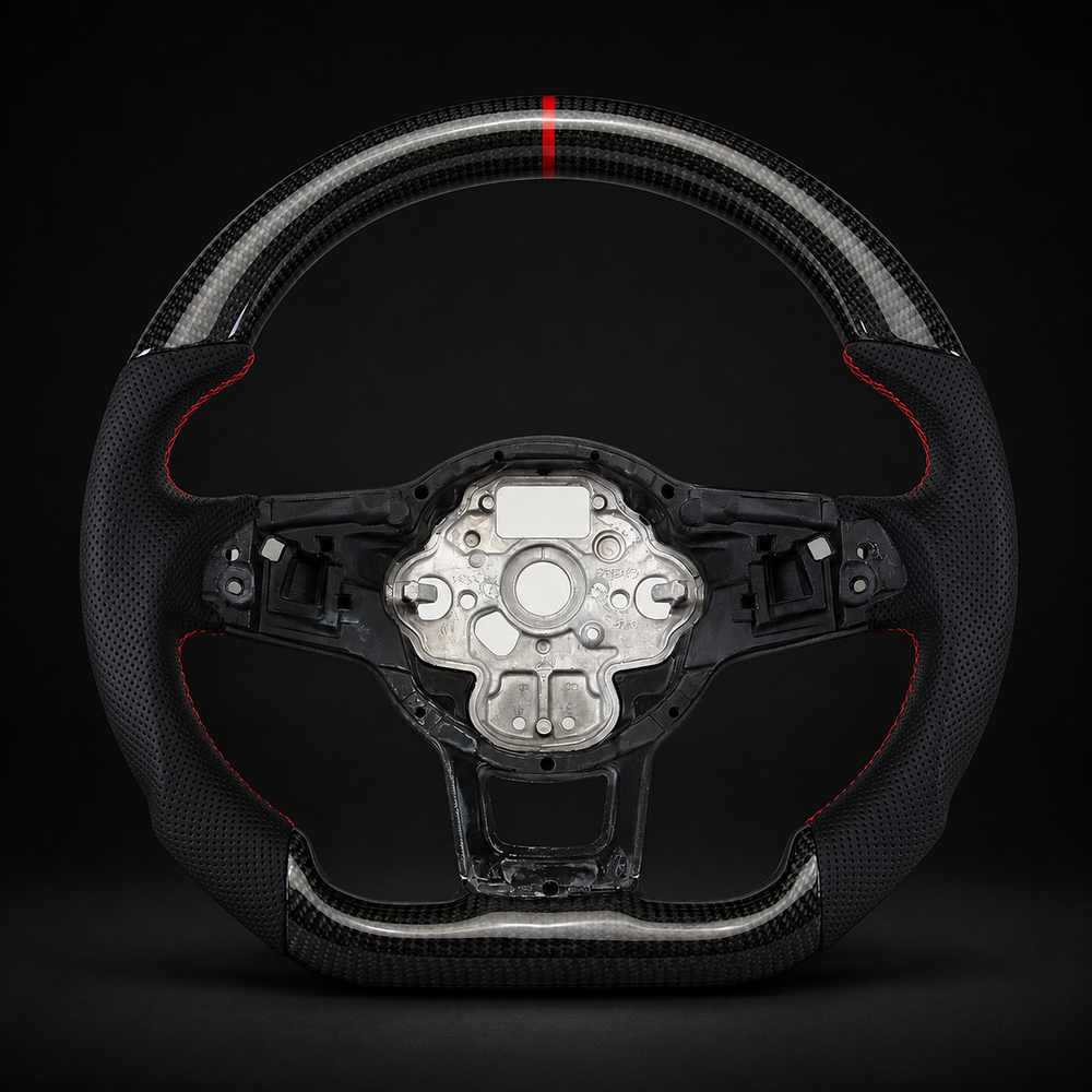 Carbon Fiber Steering Wheel For VW MK7 MK 7.5 Golf GTI 2013-2020 Red Line