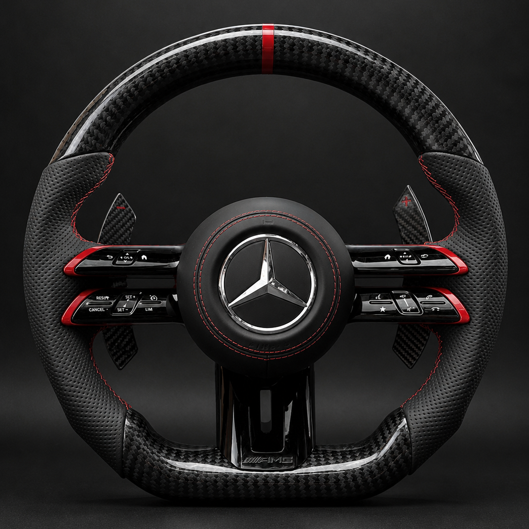 Carbon Fiber Steering Wheel for Mercedes-Benz AMG C Class W204 C63 C43 W212 W207 2012-2024