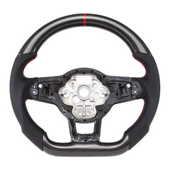 Carbon Fiber Steering Wheel For VW MK7 MK 7.5 Golf GTI 2013-2020 Red Line