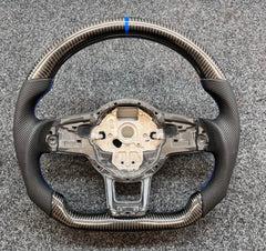 Carbon Fiber Steering Wheel For VW MK7 MK 7.5 Golf GTI 2013-2020 Blue Line