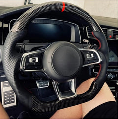 Carbon Fiber Steering Wheel For VW MK7 MK 7.5 Golf GTI 2013-2020 Red Line