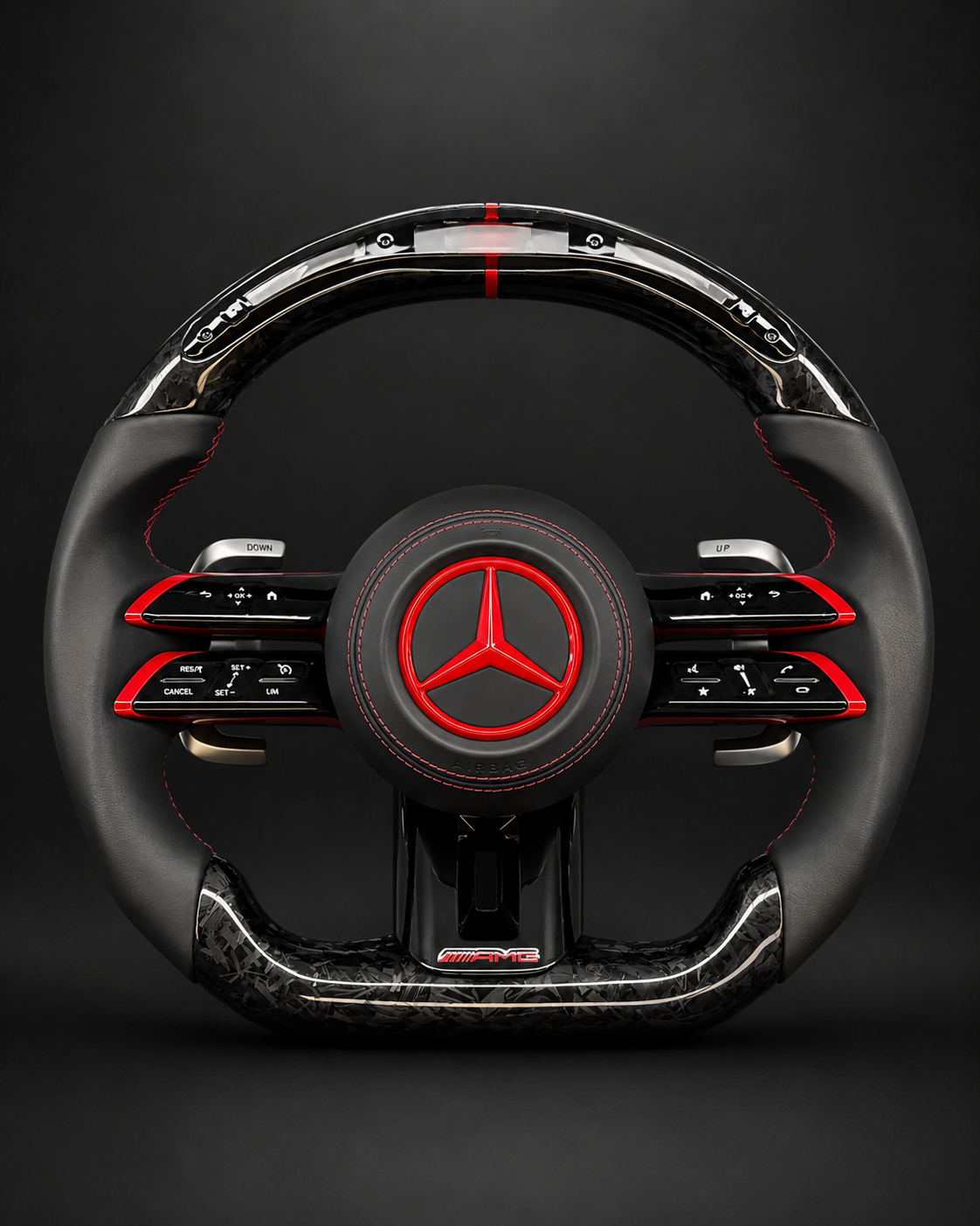Real Carbon Fiber Leather Steering Wheel fit for Mercedes-Benz AMG GLS63 GLE63 C63 E63 S63 G63 Gt 2012-2018