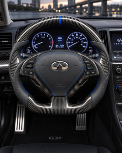 Carbon Fiber Steering Wheel For Infiniti G37 G35 2008-2013 with CF Trim &Cover