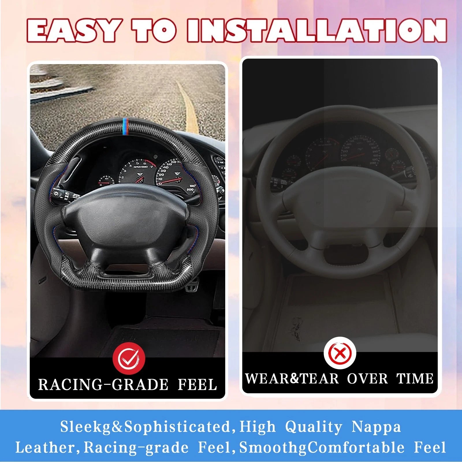 Carbon Fiber Perforated Leather Steering Wheel for BMW E90 E92 E93 M3 328i SSG